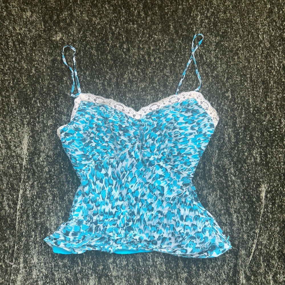 Ann Taylor Blue and White Animal Print Camisole